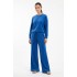 Compleu Dama Catifea Albastra, Bluza Gluga & Pantaloni Conici
