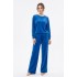 Compleu Dama Catifea Albastru cu Perle | Talie 105-130, Bust 135