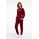 Compleu Dama Catifea Grena cu Gluga si Pantaloni Conici - Chic & Confort