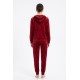 Compleu Dama Catifea Grena cu Gluga si Pantaloni Conici - Chic & Confort