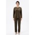 Compleu Dama Maro Catifea Elegant - Pantaloni Drepți, Bluză Perle