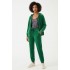 Compleu Dama Verde Catifea, Bluza Gluga & Pantaloni Conici