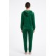 Compleu Dama Verde Catifea, Bluza Gluga & Pantaloni Conici