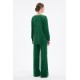 Compleu Dama Verde Catifea cu Perle, Bluza & Pantaloni Drept Compleu Dama Verde Catifea cu Perle, Bluza & Pantaloni Drept