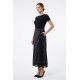 Fusta Lunga Neagra Piele Ecologica cu Dantela | Talie 95-120