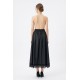 Fusta Lunga Neagra Piele Ecologica cu Dantela | Talie 95-120