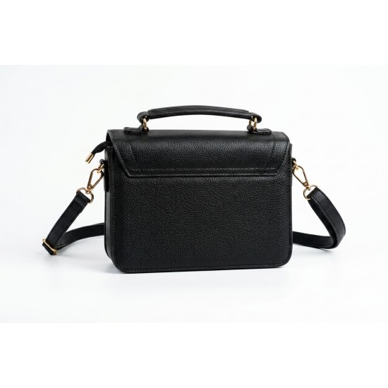 Geantă Crossbody Neagră Piele Ecologică cu Breloc Portofel Chic