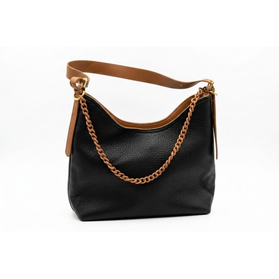 Geantă Dama Crossbody Piele Ecologică Neagră-Maro L27xL35cm