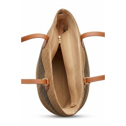Geantă Dama Paie Iută, Mâner Piele Ecologică, Fermoar, 36x36 cm