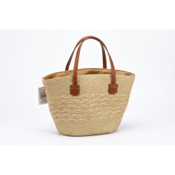 Geantă de Iută cu Mâner Piele Ecologică 36x36 cm - Vară Chic