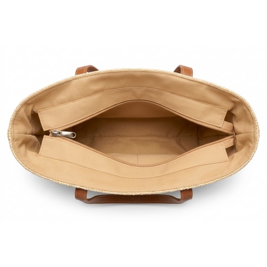 Geantă de Iută cu Mâner Piele Ecologică 36x36 cm - Vară Chic