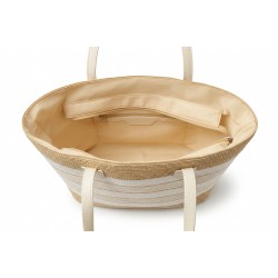 Geantă de Plajă din Iută cu Mâner Piele Eco 36x36 cm - Stil Chic Vară