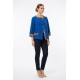 Jacheta Dama Sifon Albastra cu Imprimeu Animal Print - Chic