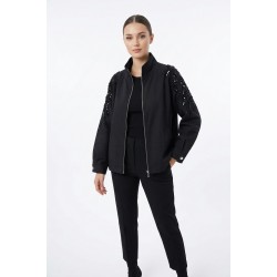 Jacheta Dama Stofa cu Paiete, Pietre si Fermoar - Chic Jacheta Dama Stofa cu Paiete, Pietre si Fermoar - Chic