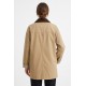 Jacheta FLY Bej Oversize cu Paiete, Guler Raiat Maro, Bust 130cm