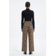 Pantaloni Dama Animal Print cu Dungi Albastre și Snur în Talie Pantaloni Dama Animal Print cu Dungi Albastre și Snur în Talie