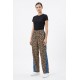 Pantaloni Dama Animal Print cu Dungi Albastre și Snur în Talie Pantaloni Dama Animal Print cu Dungi Albastre și Snur în Talie