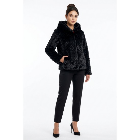Geacă Dama Neagră Blană Ecologică Elegantă & Călduroasă Geacă Dama Neagră Blană Ecologică Elegantă & Călduroasă