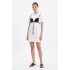 Rochie Albă Bumbac cu Sutien Negru Aplicat - Lungime 98cm, Bust 120cm
