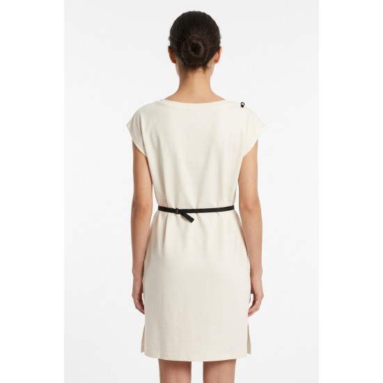 Rochie Albă Bumbac cu Sutien Negru Aplicat - Lungime 98cm, Bust 120cm