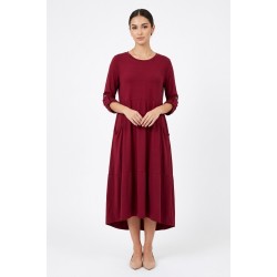 Rochie Dama Burgundy Bumbac cu Buzunare si Maneci Ajustabile Rochie Dama Burgundy Bumbac cu Buzunare si Maneci Ajustabile