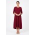 Rochie Dama Burgundy Bumbac cu Buzunare si Maneci Ajustabile