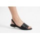 Sandale Negre Elegante cu Baretă Elastică, Piele Ecologică