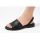 Sandale Negre Elegante cu Baretă Elastică, Piele Ecologică