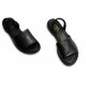 Sandale Negre Elegante cu Baretă Elastică, Piele Ecologică