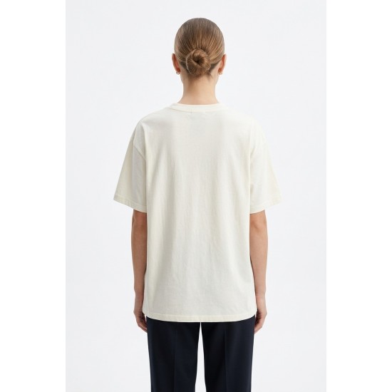 Tricou Alb Dama Bumbac 100% cu Imprimeu Strasuri Stil Coreean Tricou Alb Dama Bumbac 100% cu Imprimeu Strasuri Stil Coreean