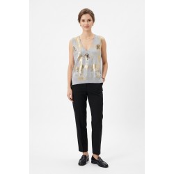Vesta Gri Dama Vascoza cu Imprimeu Frontal – Eleganță și Confort Vesta Gri Dama Vascoza cu Imprimeu Frontal – Eleganță și Confort