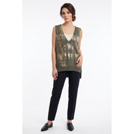Vesta Kaki din Vascoza cu Imprimeu – Bust 120 cm, Chic