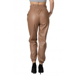 Pantaloni Din Piele Ecologica Maro Gen Boyfriends Maya