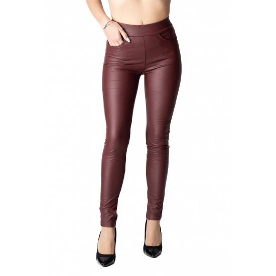 Pantaloni Dama Din Piele Ecologica Grena Vatuiti, Noelle