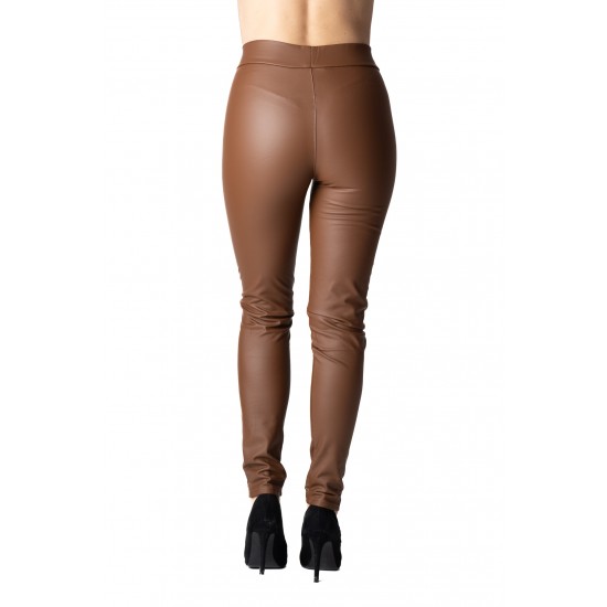 Pantaloni Dama Din Piele Ecologica Maro Vatuiti, Noelle Pantaloni Dama Din Piele Ecologica Maro Vatuiti, Noelle
