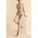 Pantaloni Dama Tip Boyfriend Piele Ecologica vatuiti Crem Rihanna