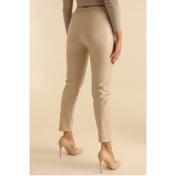 Pantaloni Dama Tip Boyfriend Piele Ecologica vatuiti Crem Rihanna