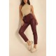 Pantaloni Dama Tip Boyfriend Piele Ecologica vatuiti Grena Rihanna