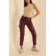 Pantaloni Dama Tip Boyfriend Piele Ecologica vatuiti Grena Rihanna