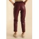 Pantaloni Dama Tip Boyfriend Piele Ecologica vatuiti Grena Rihanna