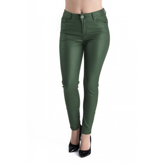 Pantaloni Dama Imitatie Piele Verde Inchis 