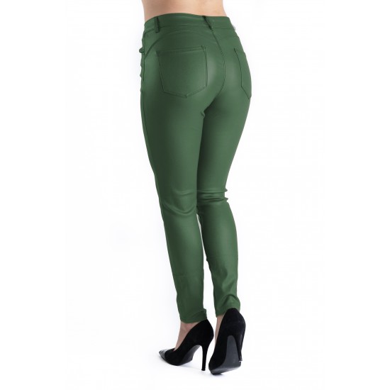 Pantaloni Dama Imitatie Piele Verde Inchis 