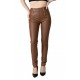 Pantaloni Dama Din Piele Ecologica Maro  Annalee