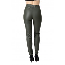 Pantaloni Dama Din Piele Ecologica kaki  Annalee