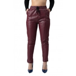Pantaloni Dama Imitatie Piele Boyfriend Plusati Marime Mare Grena
