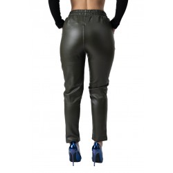 Pantaloni Dama Imitatie Piele Boyfriend Plusati Marime Mare Kaki Pantaloni Dama Imitatie Piele Boyfriend Plusati Marime Mare Kaki