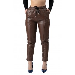 Pantaloni Dama Imitatie Piele Boyfriend Plusati Marime Mare Maro