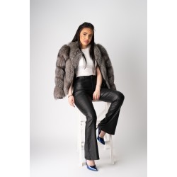 Pantaloni Evazati din Piele Ecologica Negri Lucy 