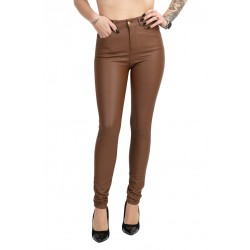 Pantaloni Dama Din Piele Ecologica Maro  Faith