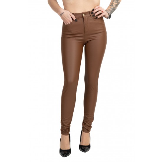 Pantaloni Dama Din Piele Ecologica Maro Faith Pantaloni Dama Din Piele Ecologica Maro Faith